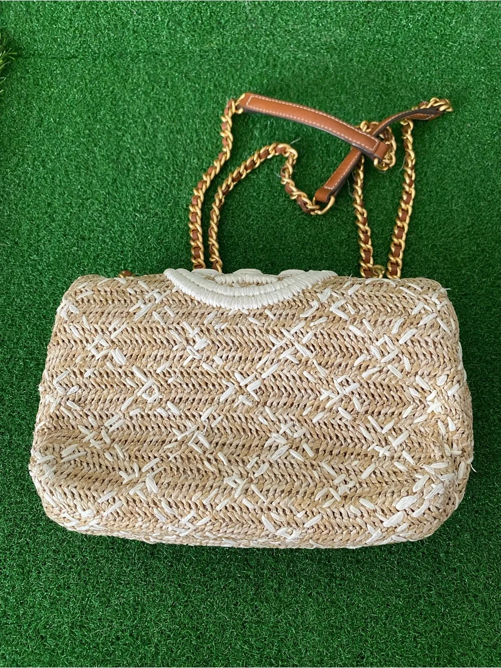 Tory Burch Raffia Shoulder Bag Shoulder Bags, 10”x7” (Jul 026)